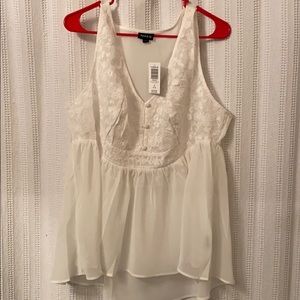 Torrid Chiffon Embroidered Baby Doll Top NWT